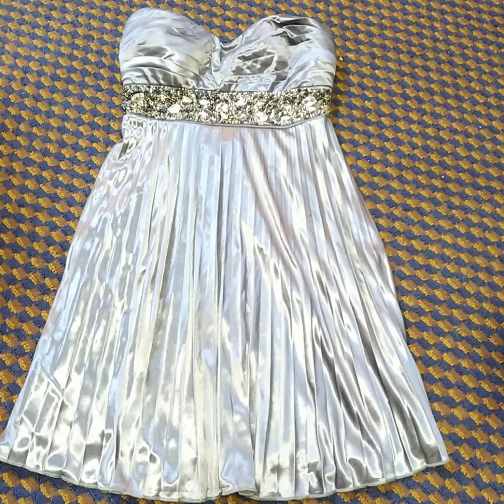 Silver Dress with Pleats